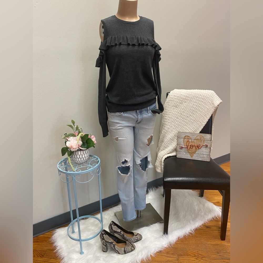 MICHAEL Michael Kors grey cold-shoulder sweater